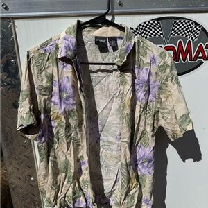 Purple and Green Floral Shirt